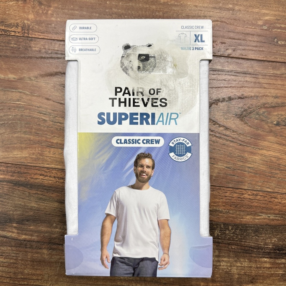 Pair of Thieves Men's XL 3 Pack Super Soft Crew Neck T-Shirt‎ White Extra Large